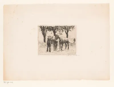Boer met twee paarden
