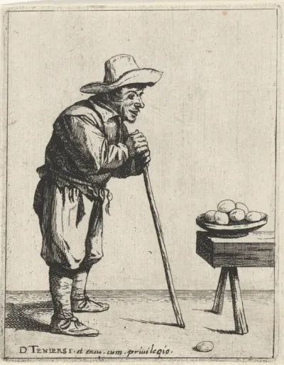 Boer met wandelstok