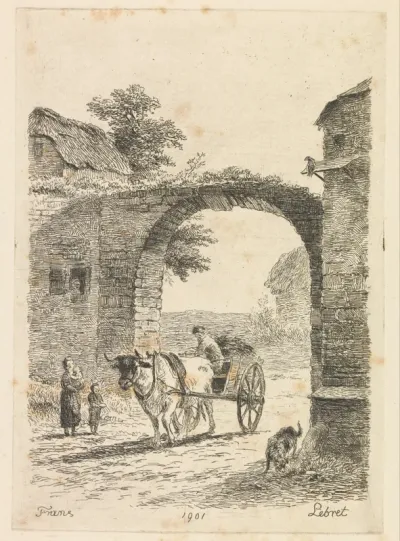 Boer op een hooiwagen