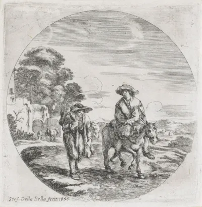 Boer te paard en boer te voet