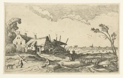 Boerderij aan een pad en vergezicht over velden