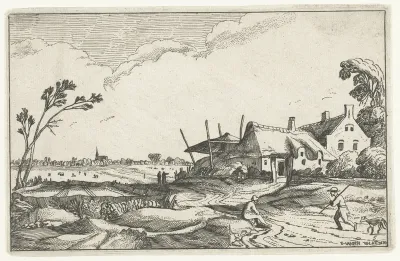 Boerderij aan een pad en vergezicht over velden