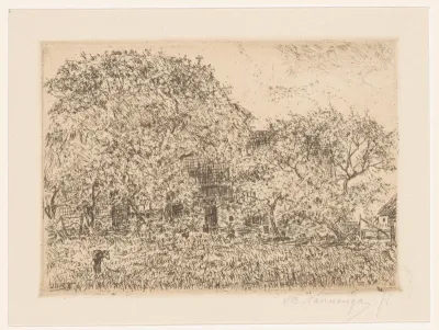 Boerderij achter bomen