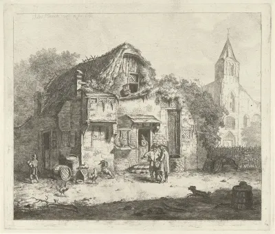 Boerderij bij een kerk