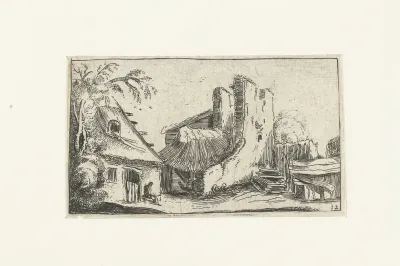 Boerderij bij ruïnes van een muur
