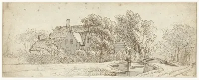 Boerderij, door bruggen met een weg verbonden