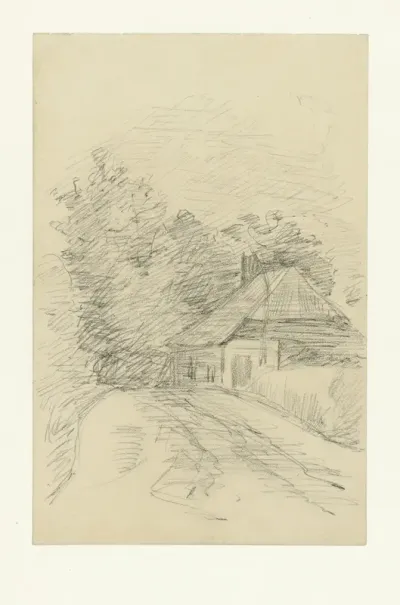 Boerderij en bomen aan een weg