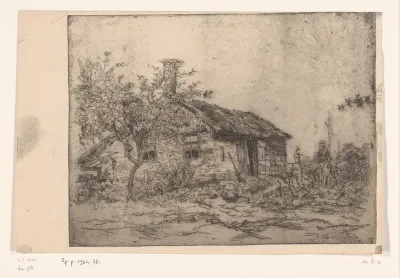 Boerderij en fruitboom in landschap