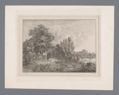 Boerderij en huizen aan het water bij Dordrecht