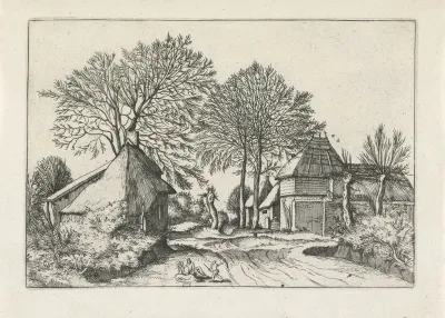 Boerderij en schuur langs een weg