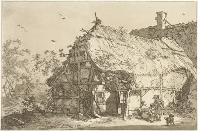 Boerderij met een gezin op het erf