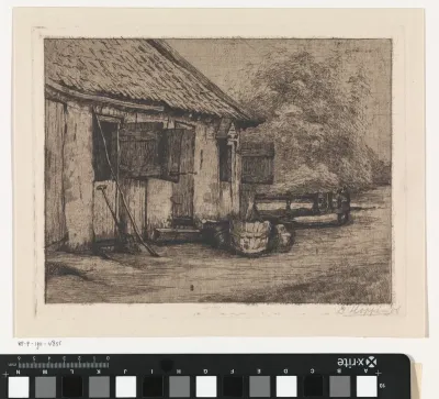 Boerderij met geopende luiken