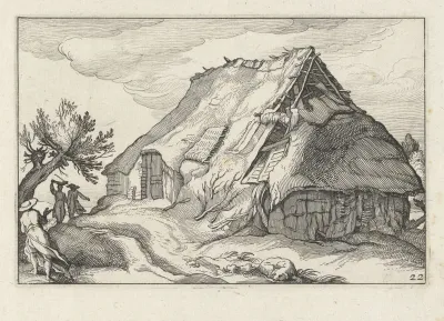 Boerderij met ingestort rieten dak