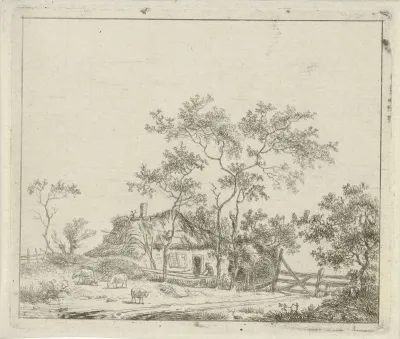 Boerderij met vier schapen