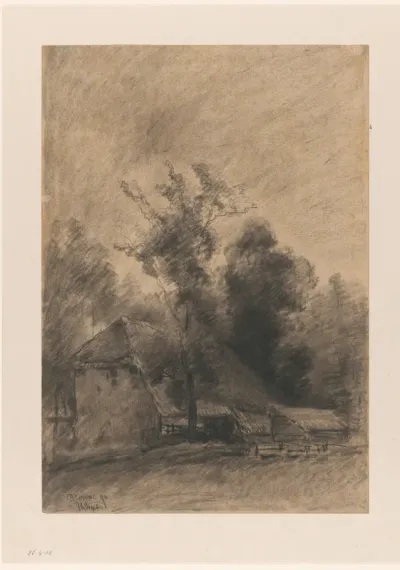 Boerderij tussen bomen