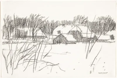 Boerderij tussen geboomte