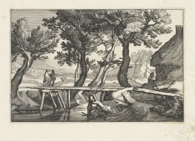 Boerderijen en bruggetje over een sloot