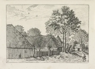 Boerderijen langs een weg