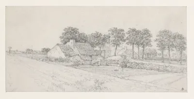 Boerderijen; op de voorgrond bebouwde velden
