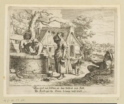 Boeren bij een waterput