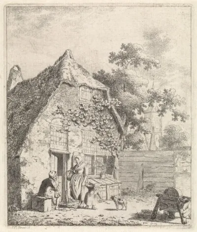 Boeren in gesprek bij boerderij