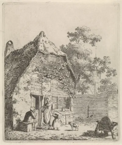 Boeren in gesprek bij boerderij