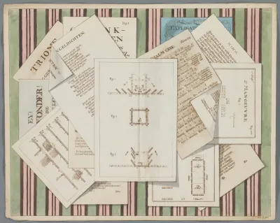 Boerenbedrieger met bladen met manoeuvres, ca. 1799-1803