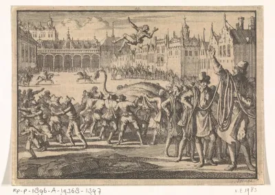 Boerenbruiloft door de vleeshouwers te Wenen voor keizer Matthias, 1613