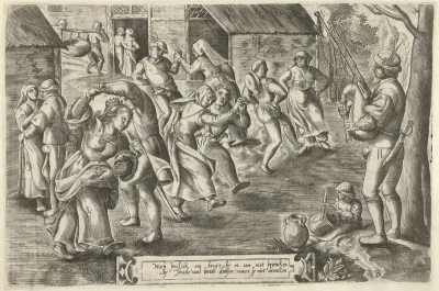 Boerenbruiloftsfeest met doedelzakspeler