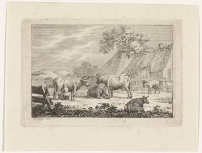 Boerenerf met koeien