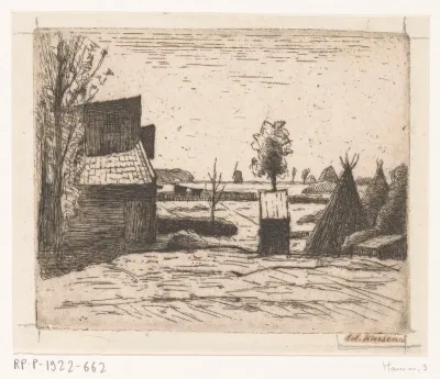 Boerenerf met schuur en hooischelven