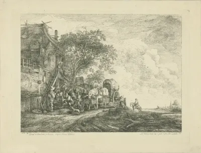 Boerengezelschap bij een herberg