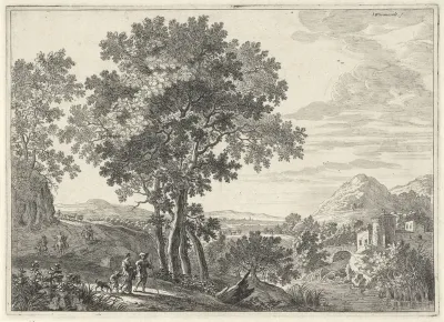 Boerengezin in rivierlandschap