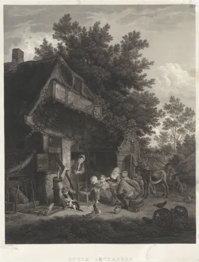 Boerengezin op hun erf