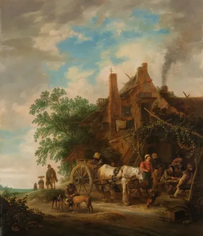 Boerenherberg met paard en wagen
