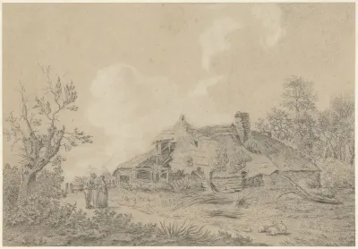 Boerenhoeve met twee figuren