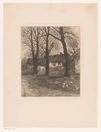 Boerenhofstede met drie bomen