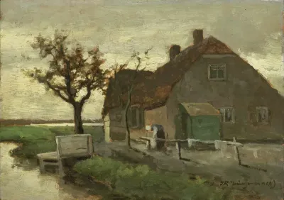 Boerenhuis aan een vaart