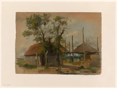 Boerenhuis met twee hooibergen