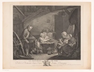 Boereninterieur met bonenpellers