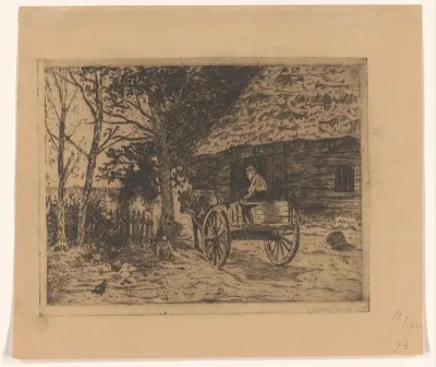 Boerenkar bij boerderij