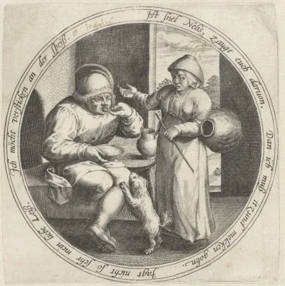 Boerenpaar in een interieur