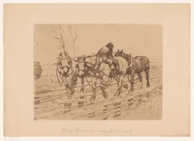 Boerenpaarden met ruiter