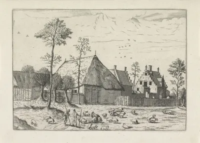 Boerenschuur en huis met trapgevel