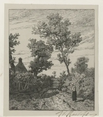 Boerin op een landweg