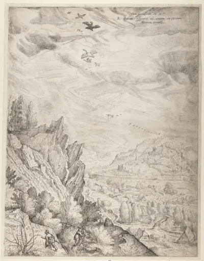 Bohemian Landscape with Couples and Hunters (right plate)