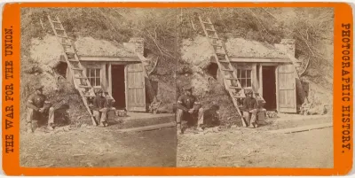 "Bombproof Quarters of Major Strong at Dutch Gap, 16th New York Artillery"