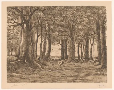 Bomen met schapen en herder