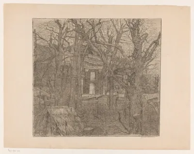 Bomen rond een huis
