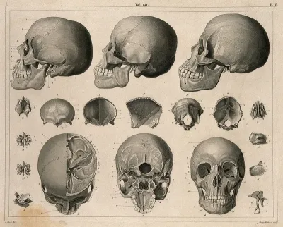 Bones of the skull: nineteen figures